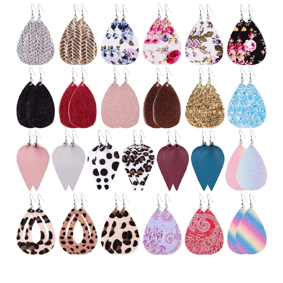 END OF THE YEAR SALE!!! Leather Teardrop Earrings - Picture 1 of 8